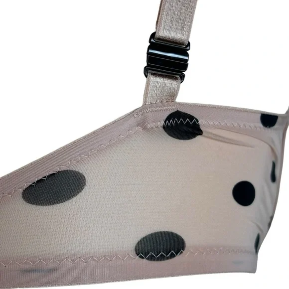 Victoria’s Secret Beige & Black Polka Dot Tee Shirt Bra Unlined Underwire 32DDD - Picture 10 of 11